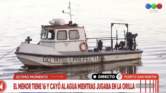 Intensa búsqueda de Samir, el adolescente que cayó al río en Puerto General San Martín