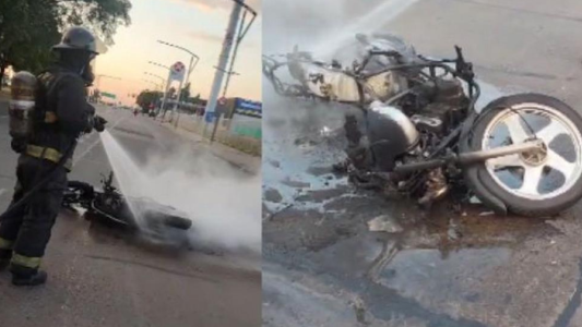 Un joven herido tras el incendio de su moto en Oroño