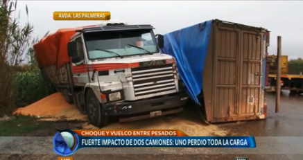 Fuerte choque entre dos camiones