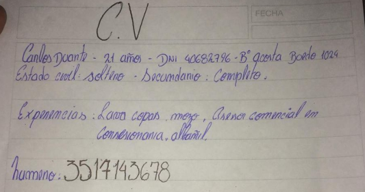 Una buena noticia: el chico del CV a mano consiguió trabajo