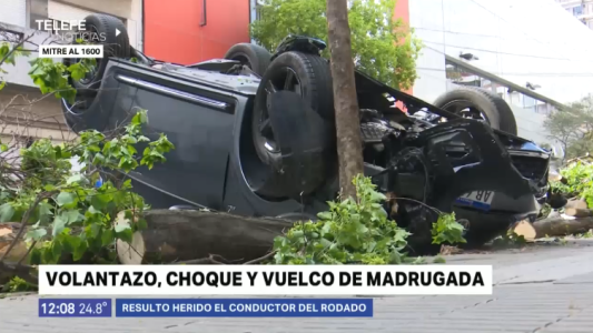 Un joven conductor chocó y volcó a la madrugada