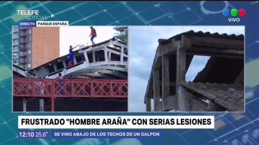 Frustrado hombre araña: un joven cayó de un techo y terminó en el hospital