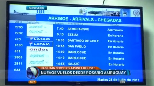 Nuevos vuelos desde Rosario a Uruguay