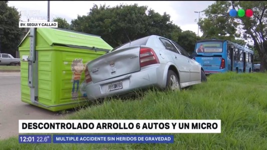 Choque múltiple Seguí y Callao: un camión se quedó sin frenos y embistió a siete vehículos