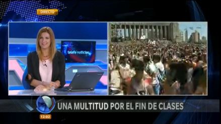 Estudiantina en el Monumento: alumnos de cuarto y quinto año festejaron el fin de clases