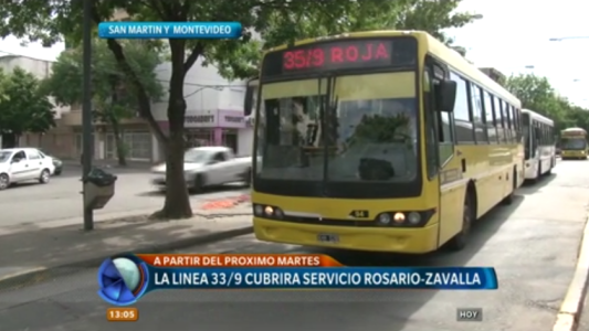 La línea 33/9 realizará viajes directos entre Rosario y Zavalla
