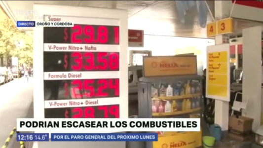 #25J: podrían escasear los combustibles por el paro general del próximo lunes