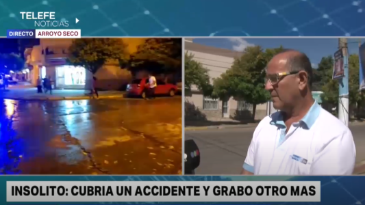 Un periodista cubría en vivo un choque y capturó otro violento siniestro vial