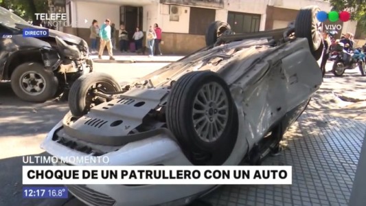 Choque y vuelco en 9 de Julio e Italia: una camioneta policial embistió a un auto