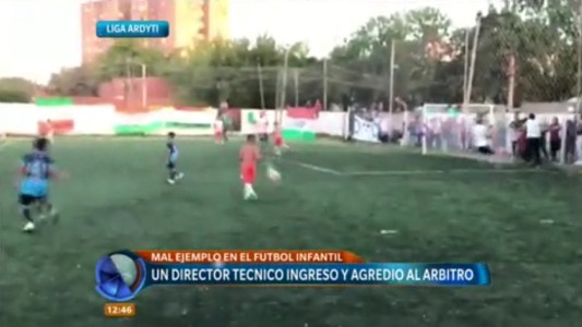 Violento y nada ejemplar: ingresaron a la cancha durante un partido de fútbol infantil para agredir al árbitro
