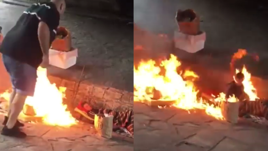 Prendieron fuego a dos hombres que viven en la calle, filmaron el ataque y escaparon