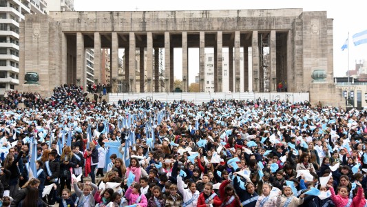 Miles de chicos prometieron lealtad por la bandera argentina en el Monumento
