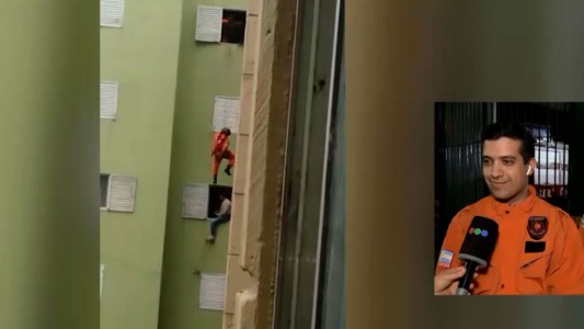 El impresionante rescate de un hombre que intentó tirarse de un sexto piso
