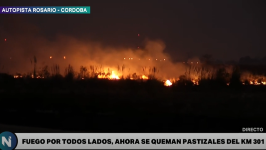 Fuego por todos lados: incendios en el km 301 de la autopista a Córdoba