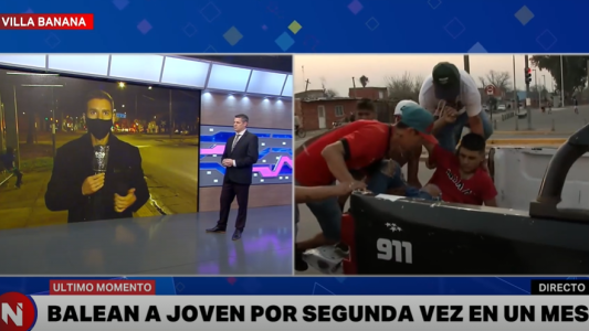 Villa Banana: balearon otra vez al joven que intentaron subir al móvil de Telefe Rosario