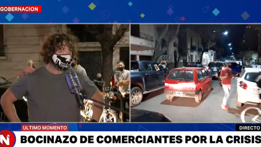 Bocinazo por la crisis: comerciantes de diversos rubros protestaron en Gobernación