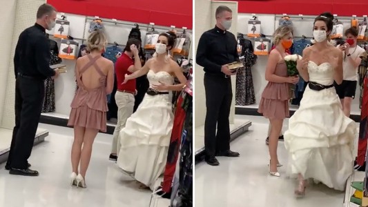 Videos de TikTok: llegó vestida de novia y con un cura al trabajo de su novio con un ultimátum