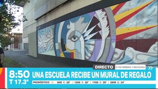 Una escuela recibió un mural del artista plástico Ru Pérez Barrios