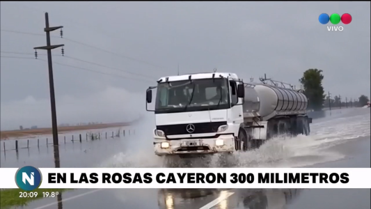 Temporal: rutas anegadas en la zona de Las Rosas