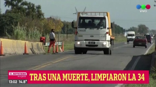 Luego del accidente que terminó con la vida de una mujer, limpiaron la ruta 34