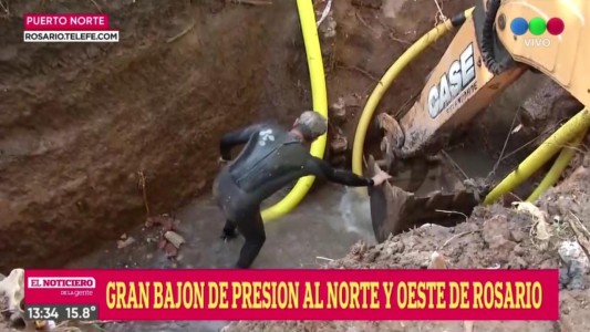 Trabajos de Aguas Santafesinas en un caño que abastece a gran parte de la ciudad