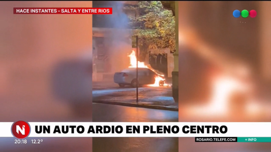 Se incendió un auto en pleno centro y hubo temor porque tenía tubos de GNC