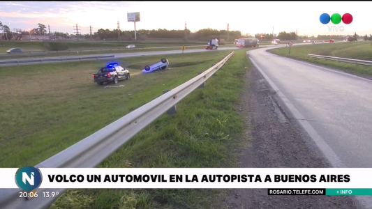 Volcó un automóvil en la autopista a Buenos Aires