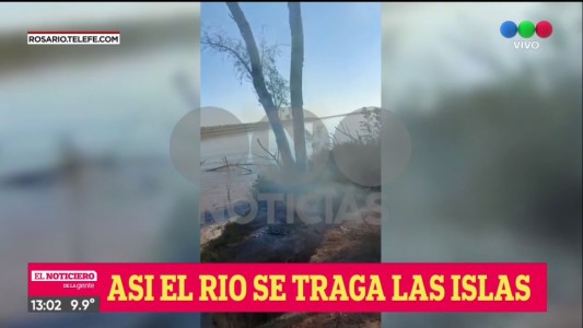 Video: grabaron el momento en que se desprende parte de una isla en el Paraná