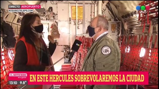 El Noticiero de la Gente sobrevuela en el Hércules que participará del acto por el Día de la Bandera