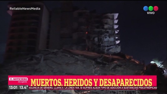 Confirman al menos un muerto y 9 heridos en el derrumbe del edificio en Miami