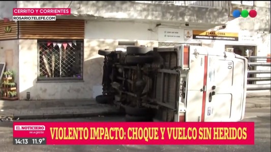 Feroz choque y vuelco en Cerrito y Corrientes