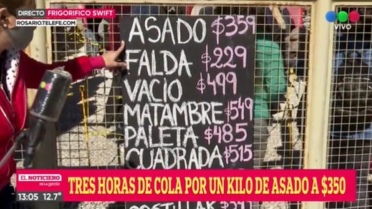 Interminable cola en el frigorífico Swift para comprar carne a precios económicos