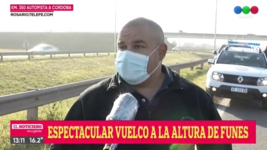 Vuelco en autopista Rosario/Córdoba a la altura de Kentucky