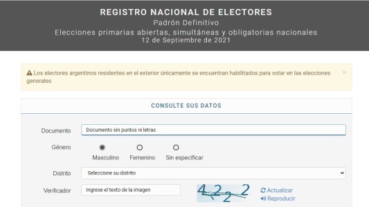 ¿Dónde voto el domingo?: consultá acá el lugar, mesa de votación y el número de orden