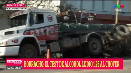 Camionero alcoholizado, volanteo y volcó en la Ruta 33 de Pérez