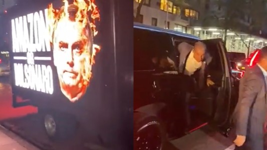 "Fuera genocida": Manhattan recibió a Bolsonaro con un fuerte mensaje a favor del Amazonas