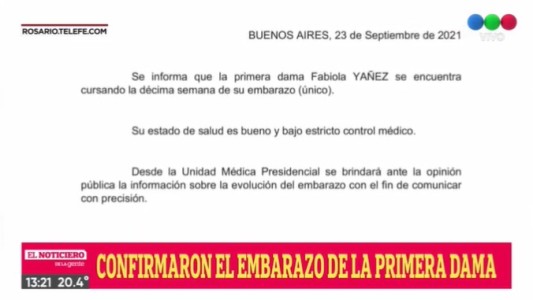 Confirmaron el embarazo de la primera dama