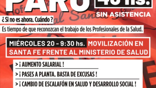 Se viene un paro de 48 hs de los profesionales de la salud nucleados en Siprus