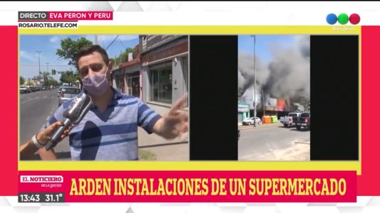 Arden en llamas instalaciones de un supermercado en Eva Perón y Perú
