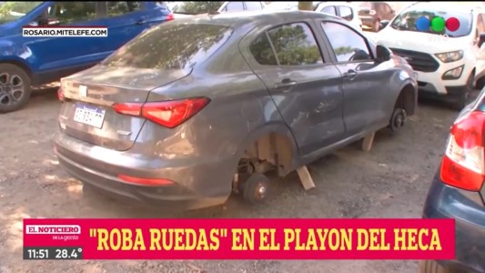 Le robaron las 4 ruedas del auto a una médica en el playón del HECA