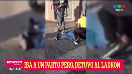 Iba al parto de su hijo pero terminó persiguiendo y atrapando a un ladrón