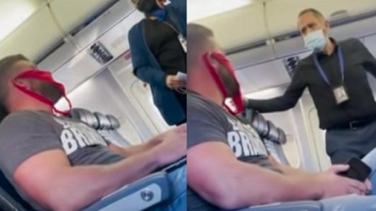 A modo de protesta, usó una tanga como barbijo en un vuelo y lo bajaron del avión
