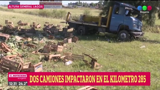 Chocaron dos camiones en la autopista a Buenos Aires
