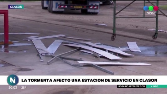 La tormenta afectó una estación de servicio de Clason