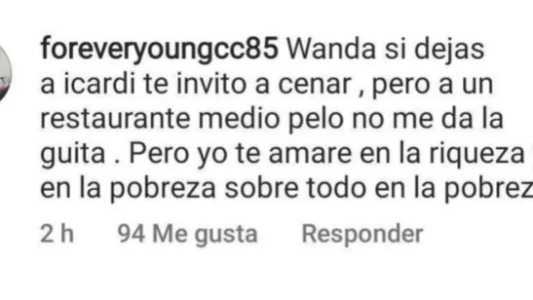 "Wanda, si dejás a Icardi te invito a cenar”: la romántica propuesta de un usuario a Wanda Nara