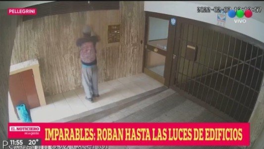 Pellegrini al 600: un ladrón robó la luminaria del palier de un edificio