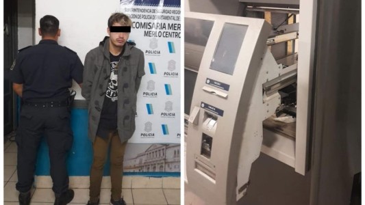 Lo sorprendieron intentando robar un cajero automático con una barreta en un banco