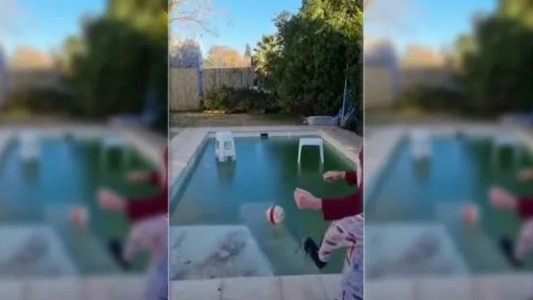 Video: el frío polar congeló la pileta y el césped