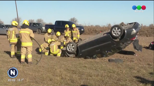 Vuelco en la Autopista Rosario - Córdoba