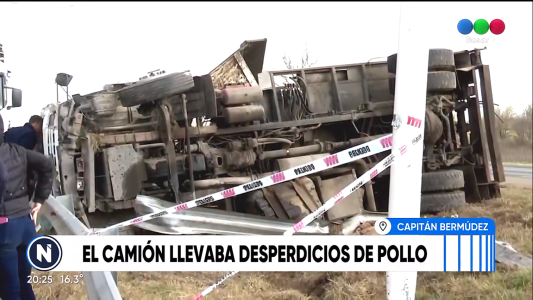 Volcó un camión en el Km 8 de la Autopista a Santa Fe